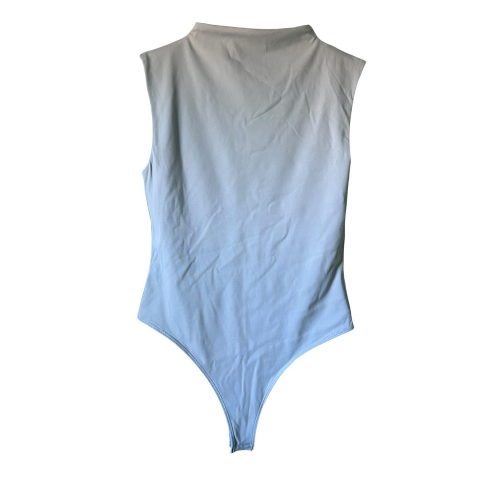 Open Edit Funnel Neck Double Layer Bodysuit Sleeveless Sage‎ Green Womens Small